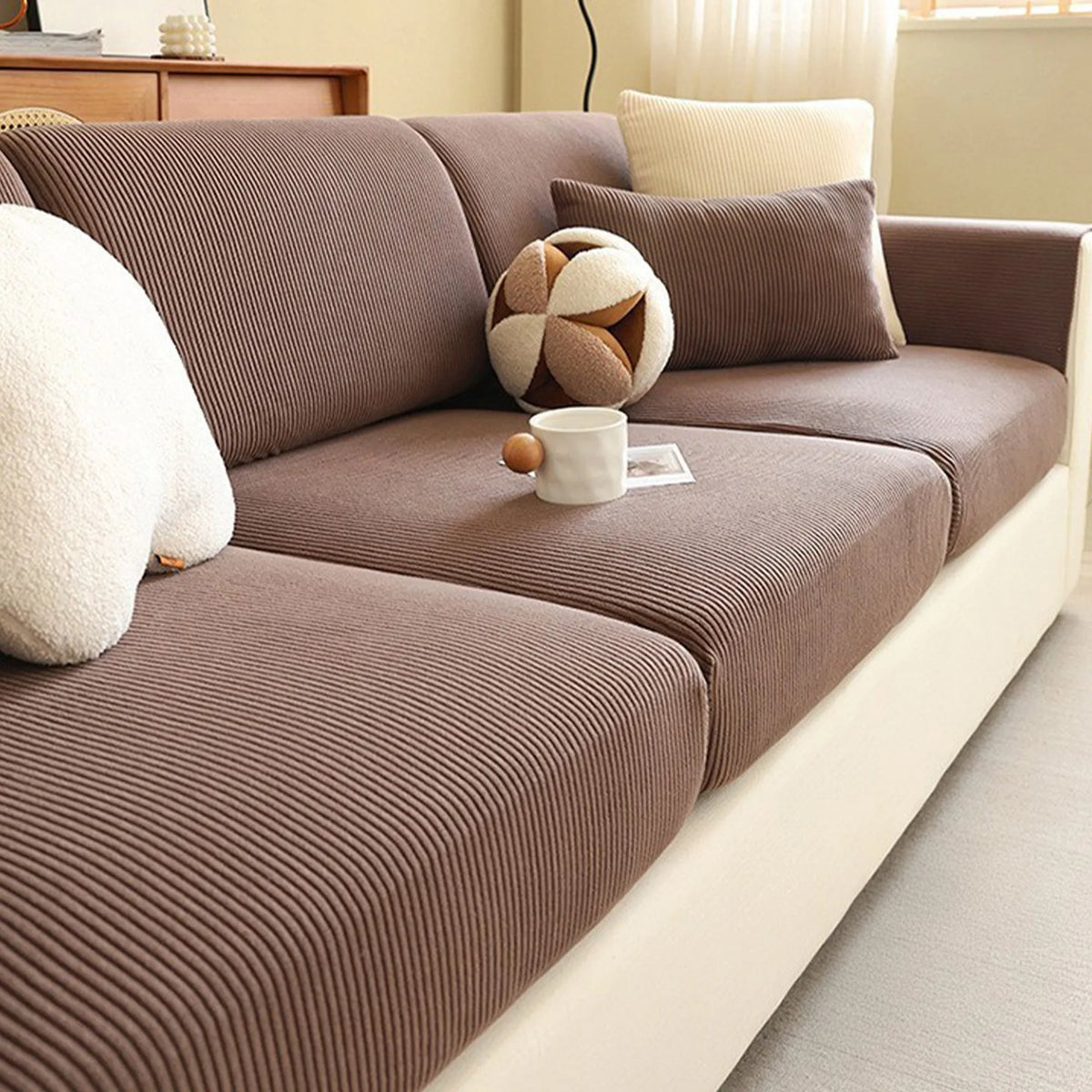 Striped Corduroy Modular Sofa Cover