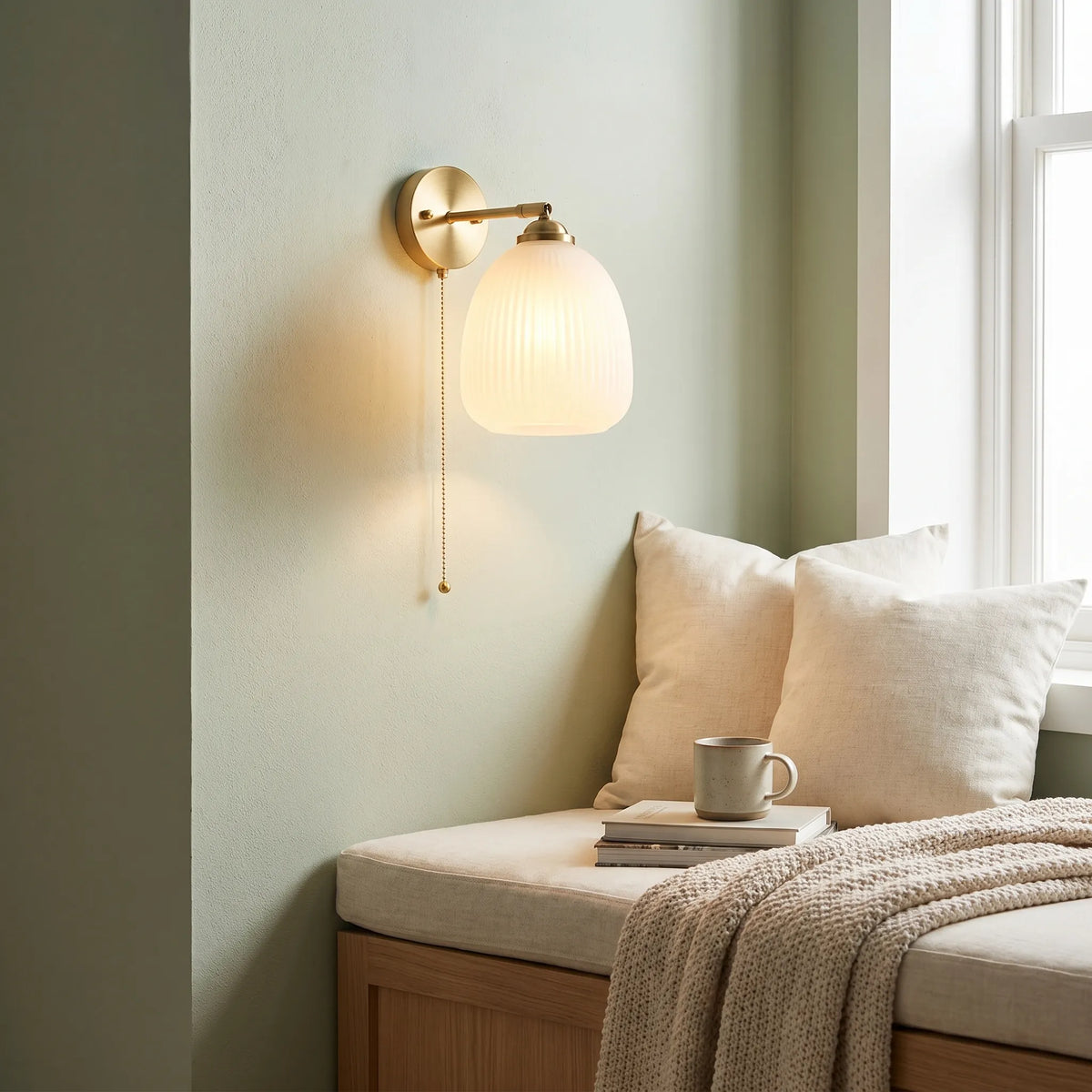 Striped Glass Brass Wall Light