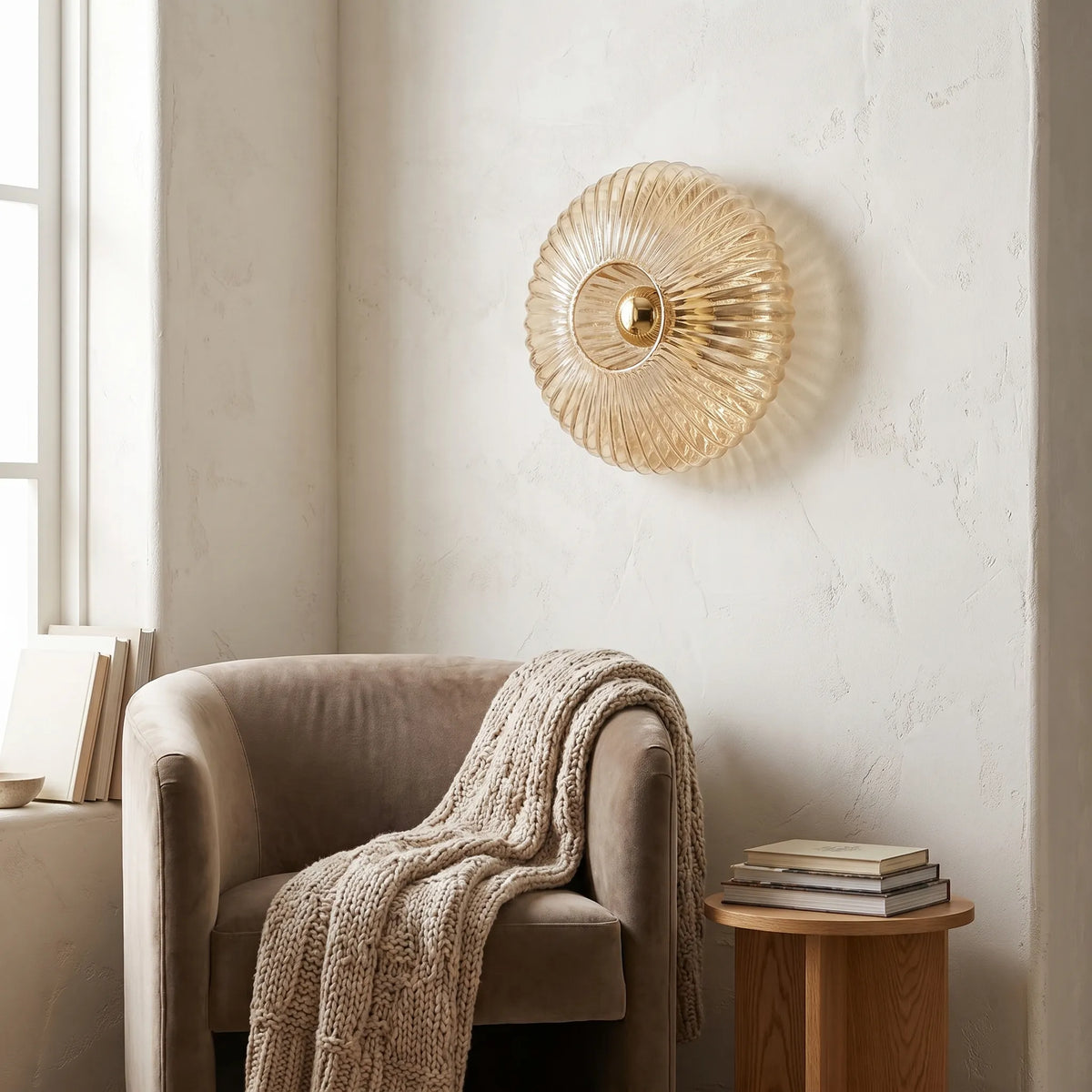 Striped Glass Disc Wall Light