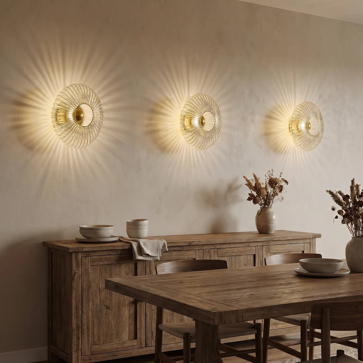 Striped Glass Disc Wall Light