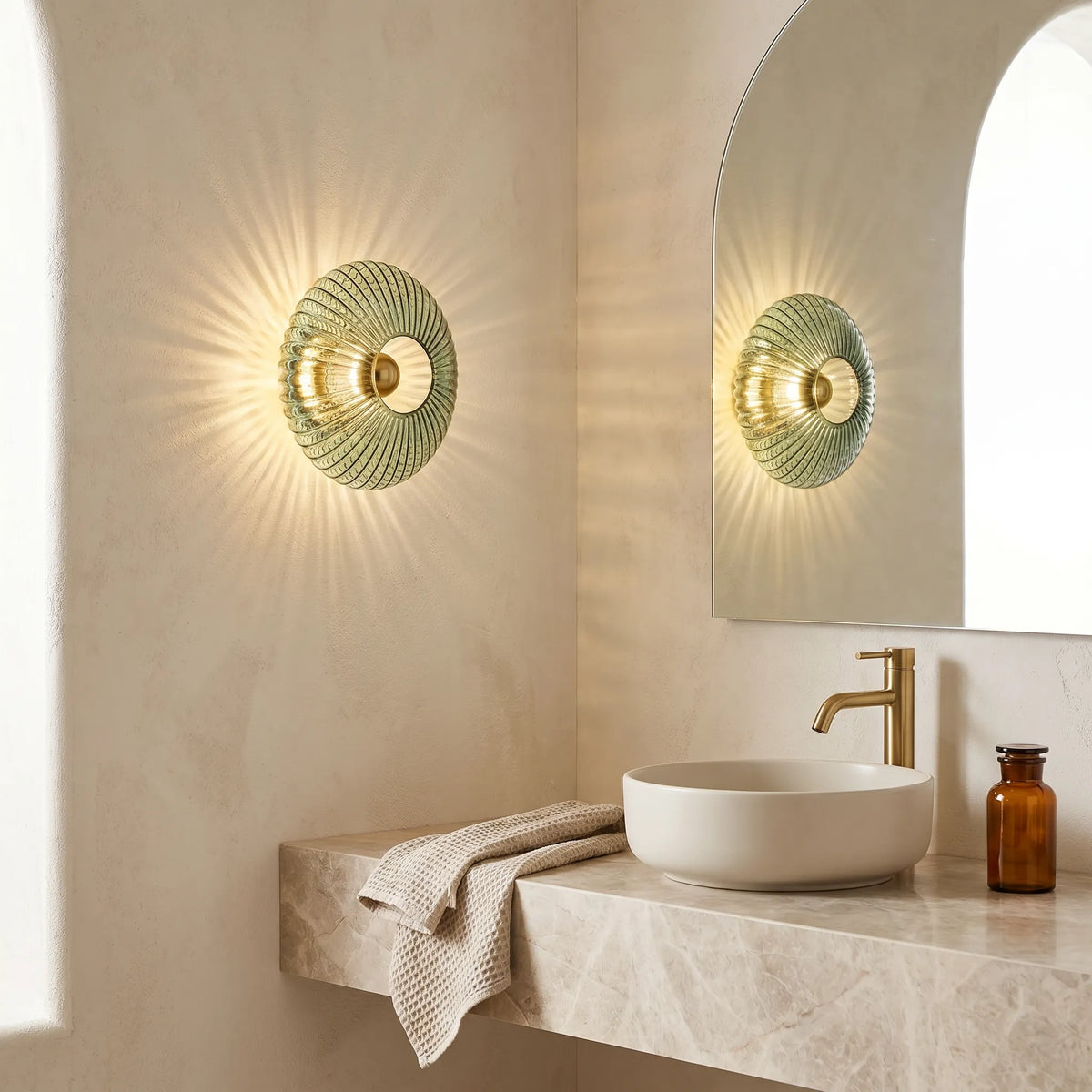 Striped Glass Disc Wall Light