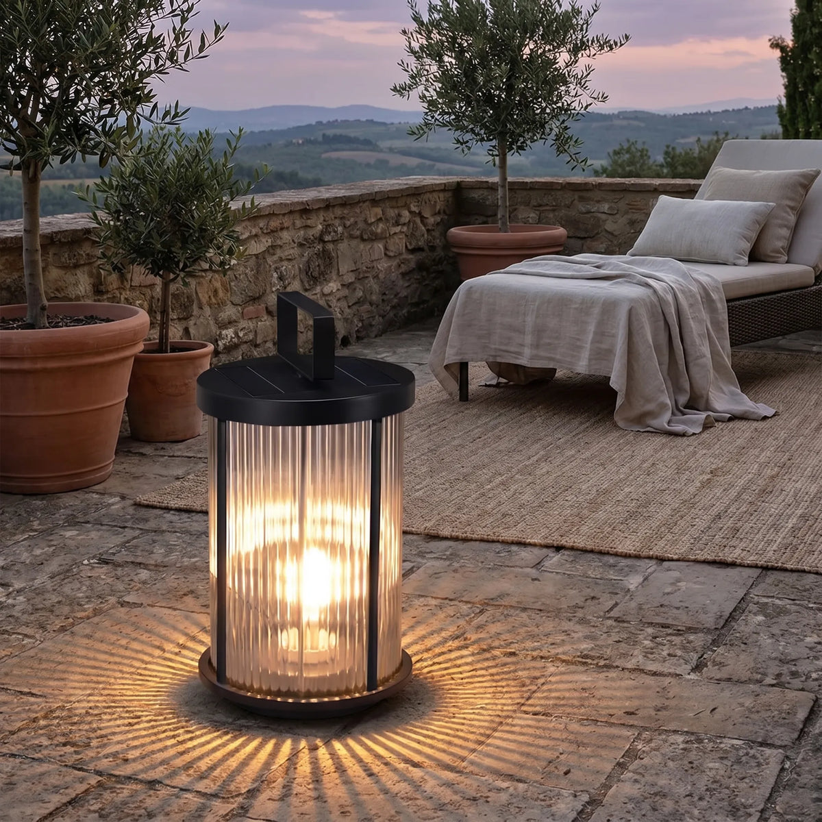 Striped Glass Garden Lantern