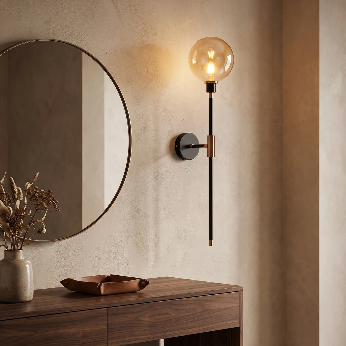 Tall Glass Shade Wall Light
