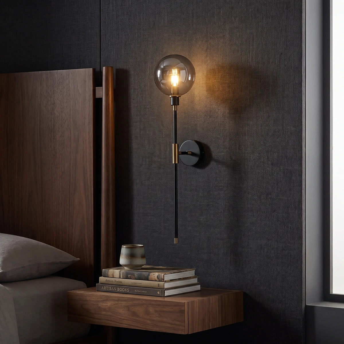 Tall Glass Shade Wall Light