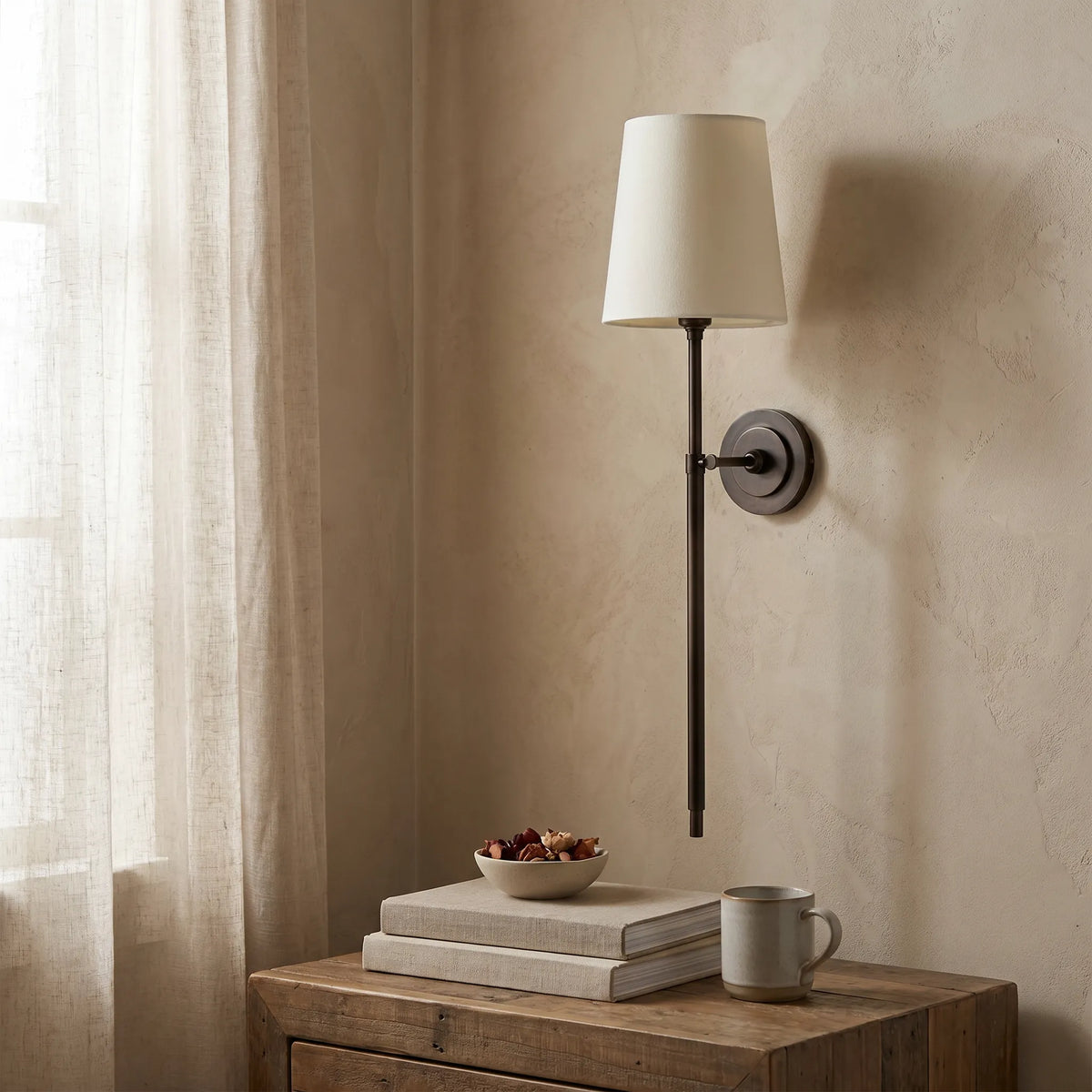 Tapered Linen Shade Wall Light