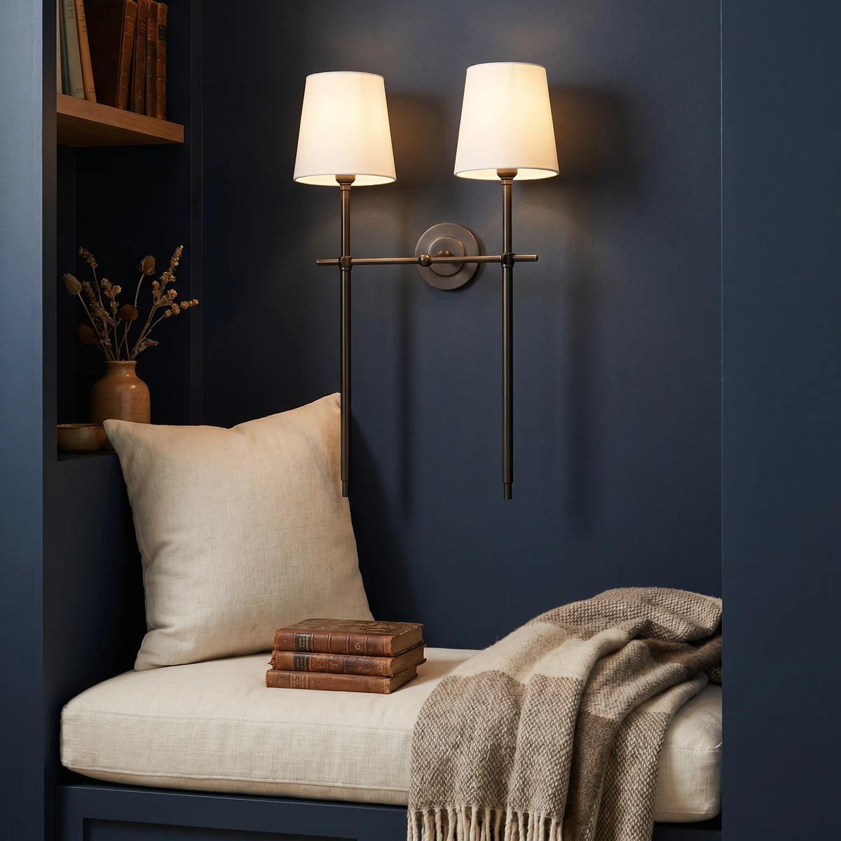 Tapered Linen Shade Wall Light