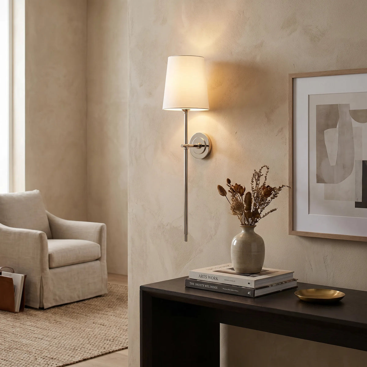 Tapered Linen Shade Wall Light
