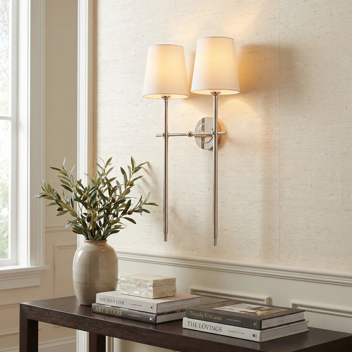 Tapered Linen Shade Wall Light