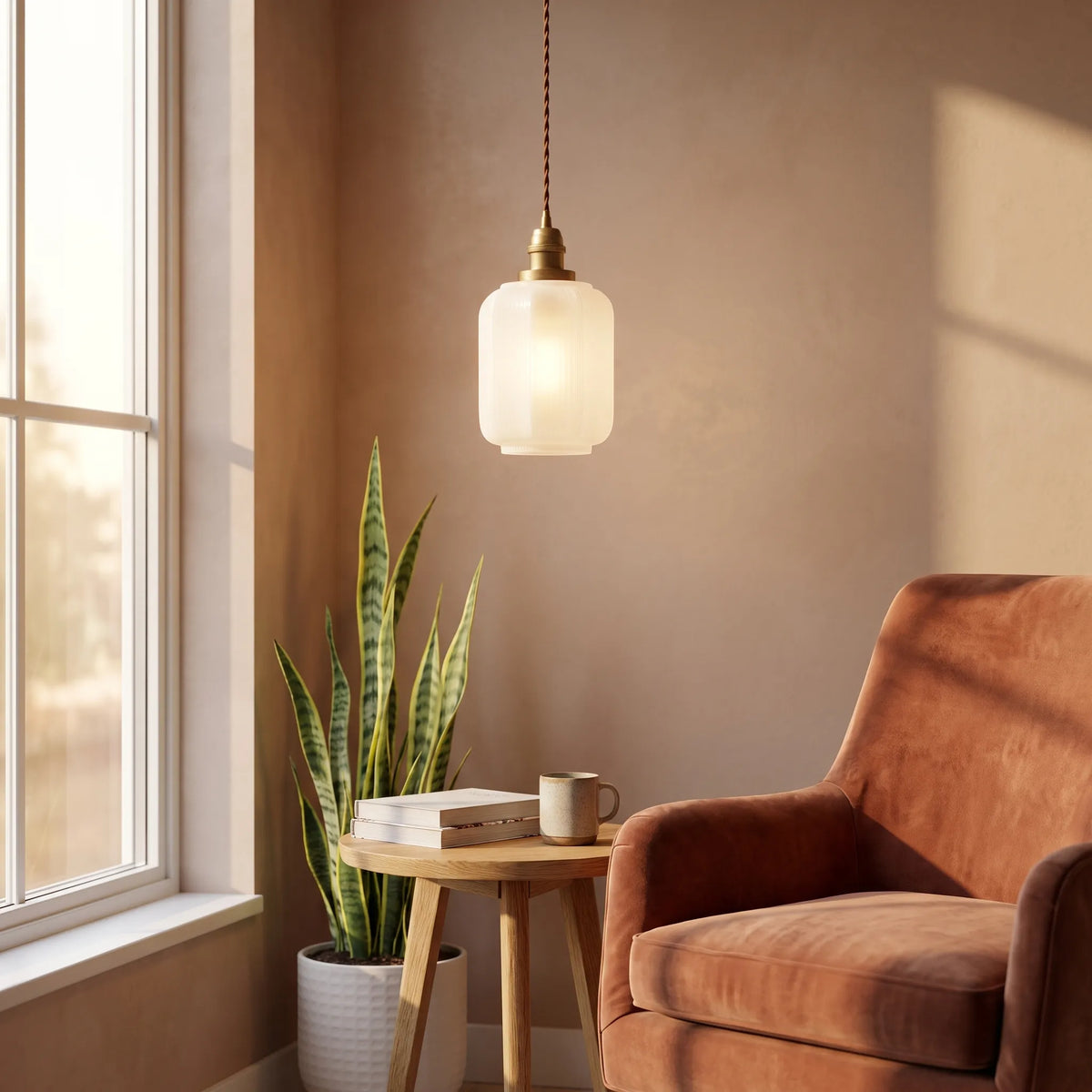 Tapered White Glass Pendant Lamp