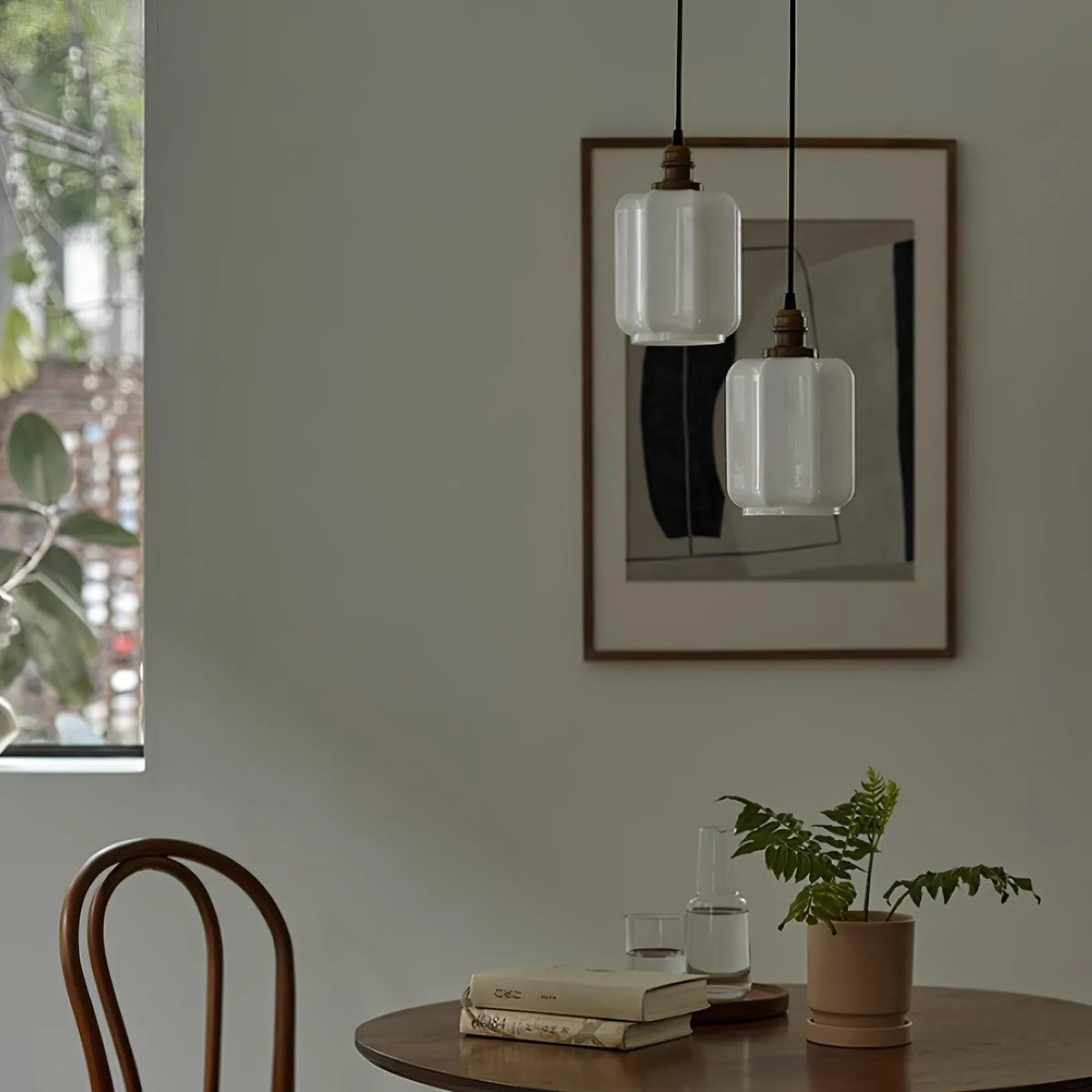 Tapered White Glass Pendant Lamp
