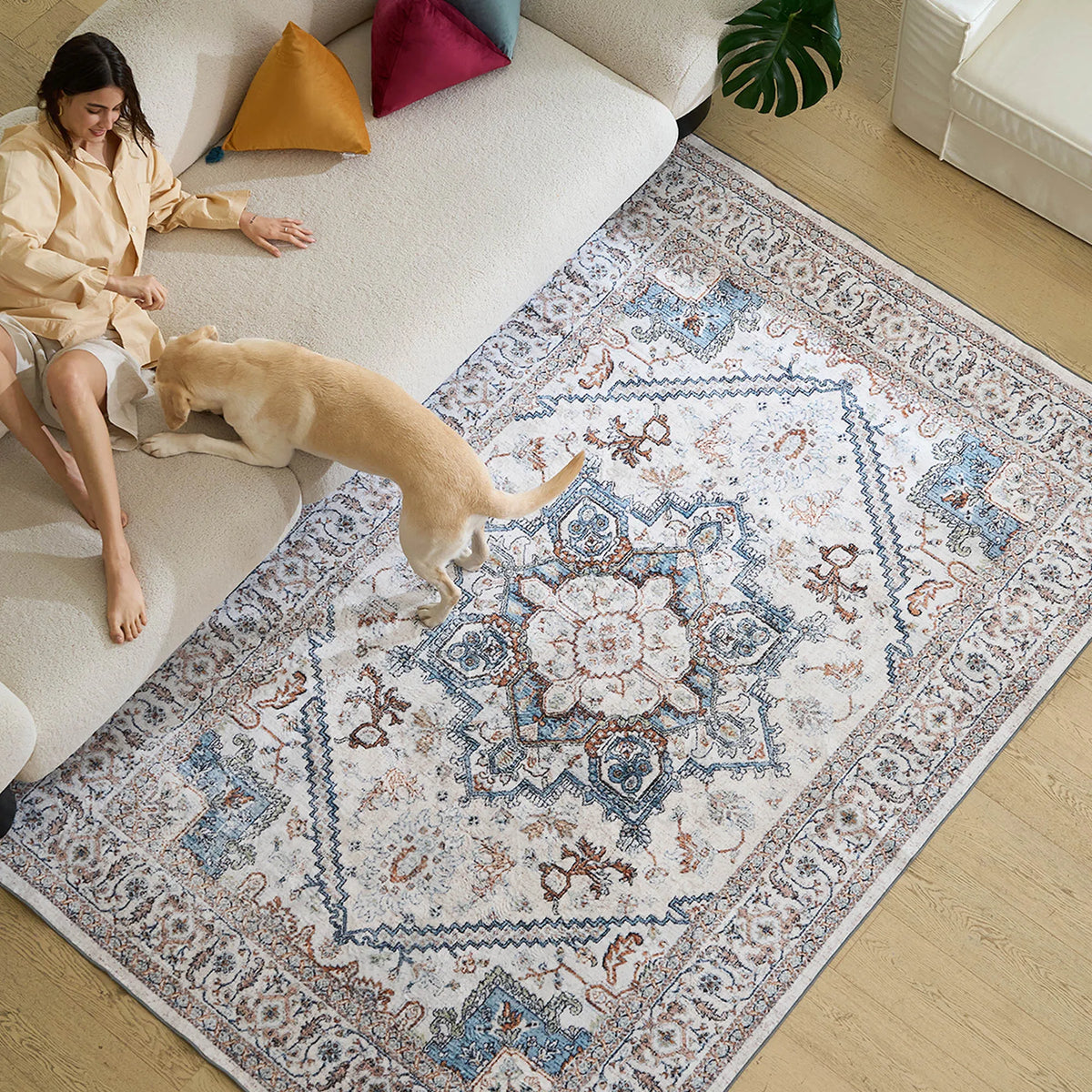 Teal Persian Style Runner Rug