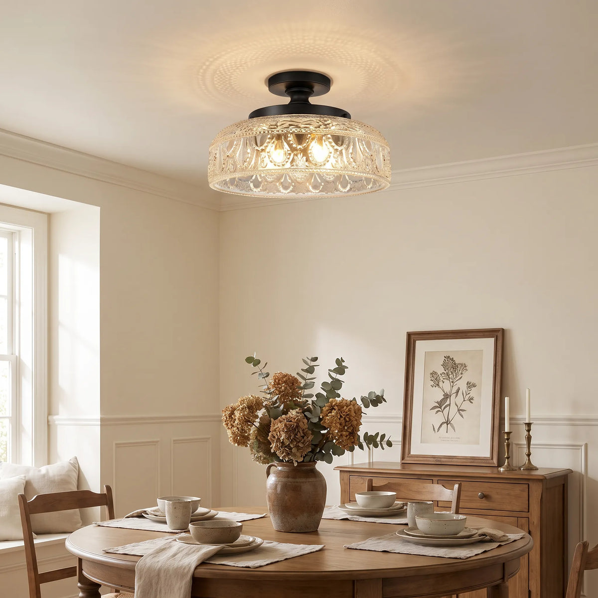 Textured Glass Disc Ceiling Light