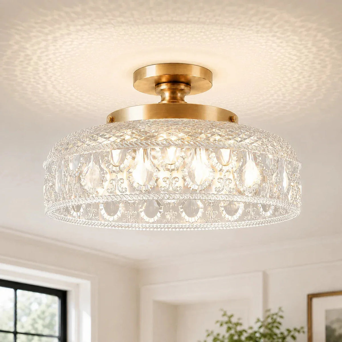 Textured Glass Disc Ceiling Light