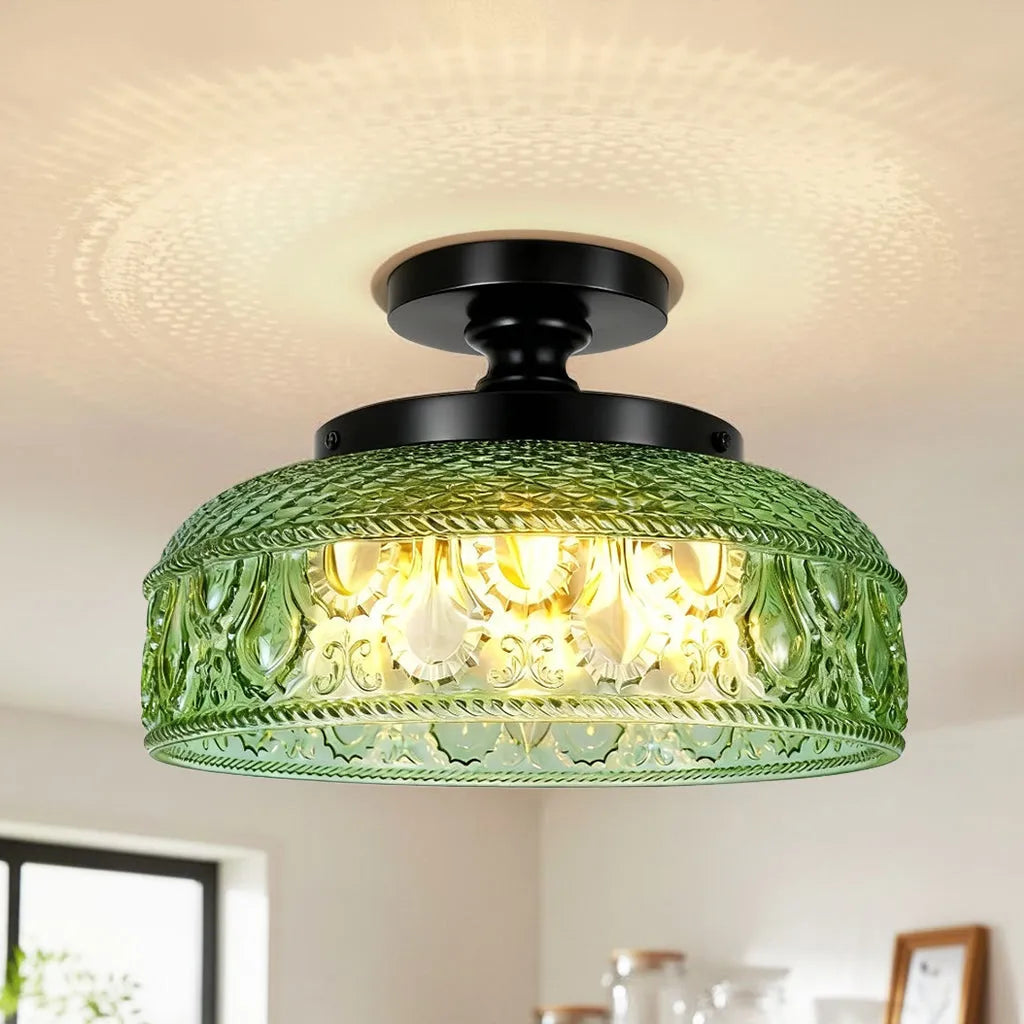 Textured Glass Disc Ceiling Light