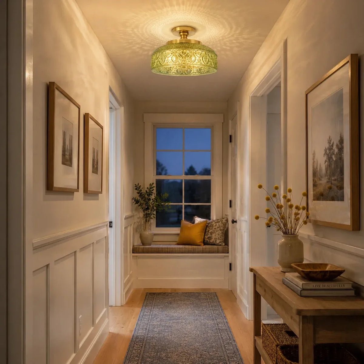 Textured Glass Disc Ceiling Light