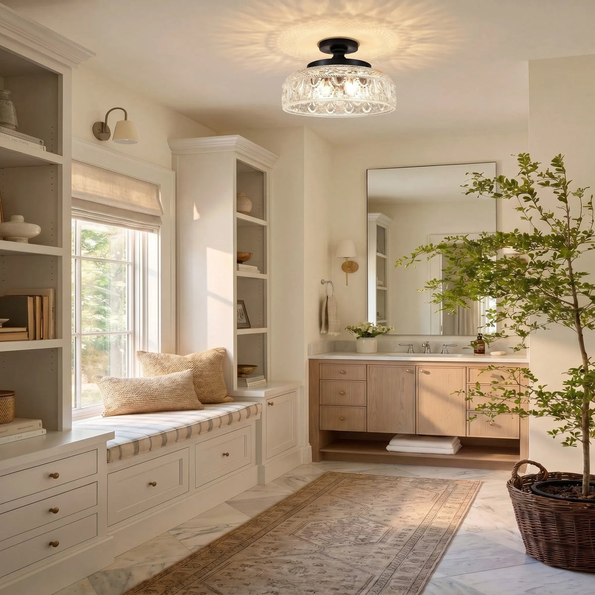 Textured Glass Disc Ceiling Light
