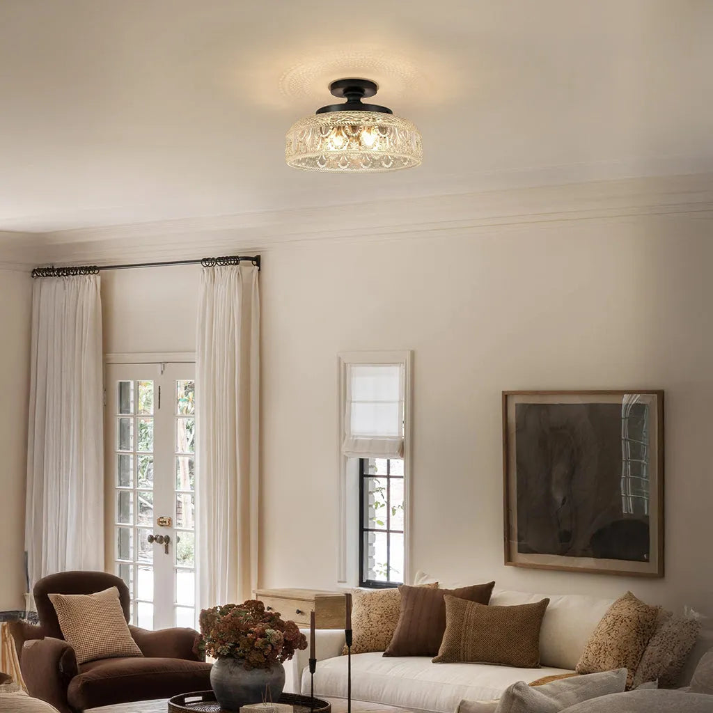 Textured Glass Disc Ceiling Light