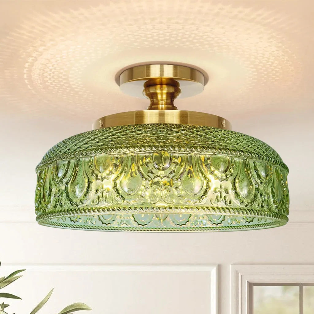 Textured Glass Disc Ceiling Light