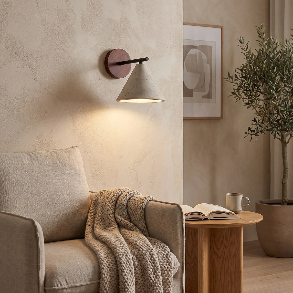 Travertine Cone Wall Light