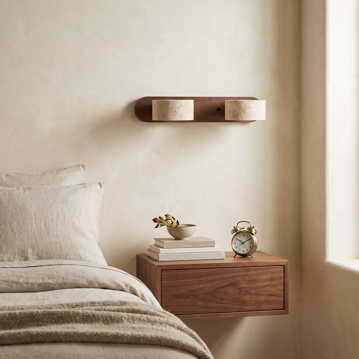 Travertine Disc Multi Light Wall Bar