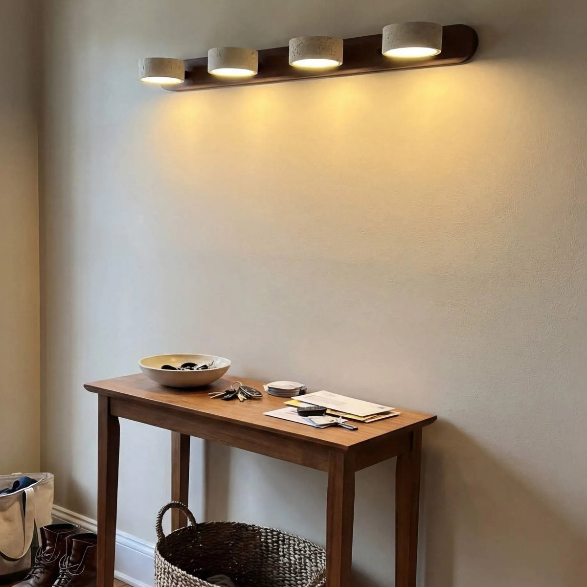 Travertine Disc Multi Light Wall Bar