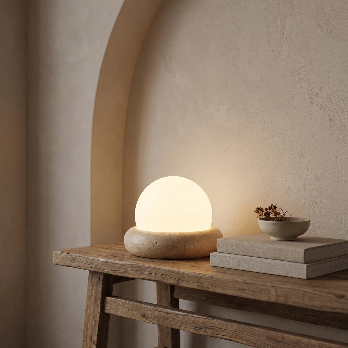 Travertine Egg Cordless Lamp