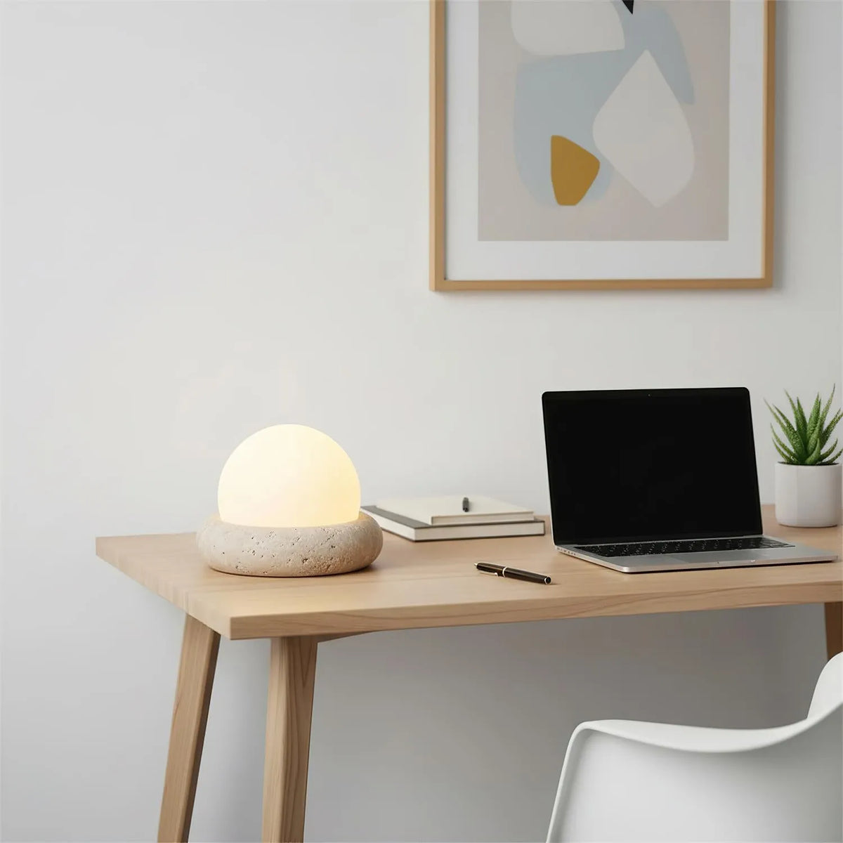 Travertine Egg Cordless Lamp