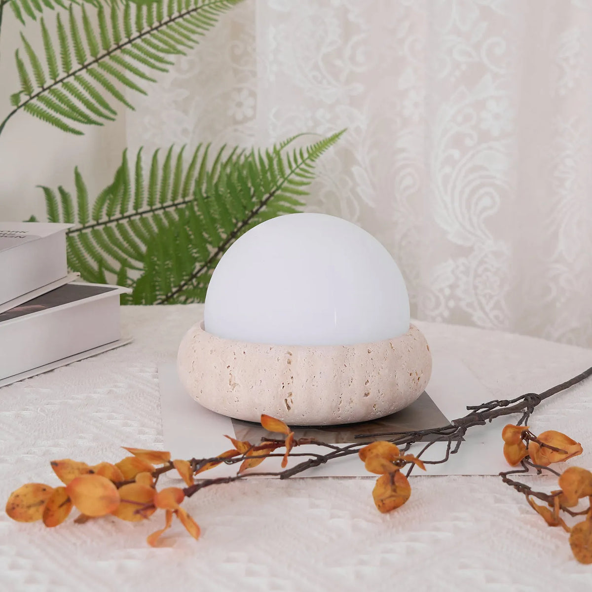 Travertine Egg Cordless Lamp