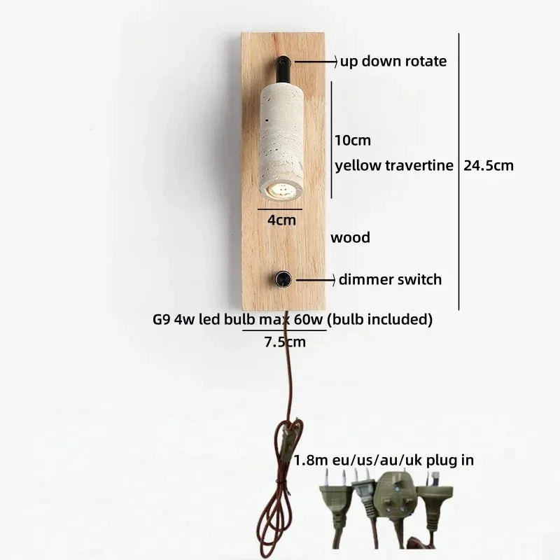 Travertine Rotating Reading Wall Light