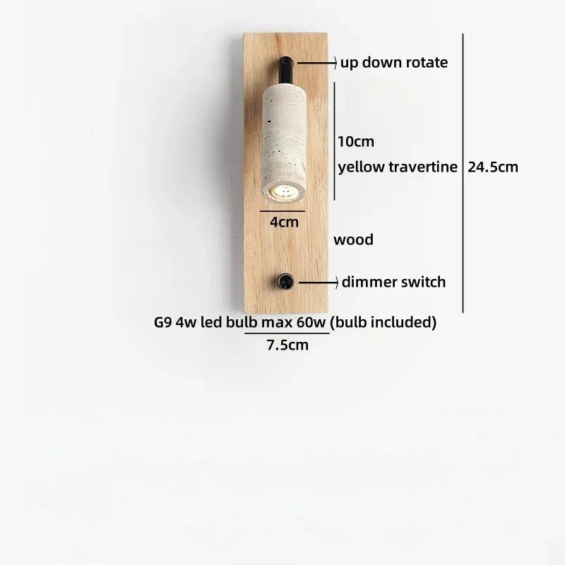 Travertine Rotating Reading Wall Light