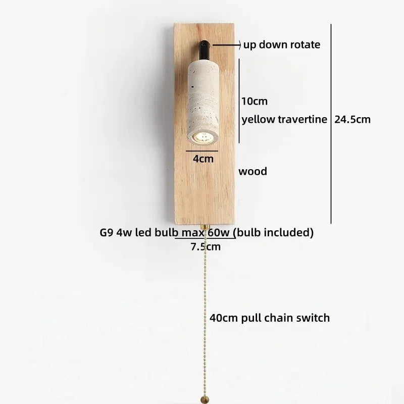 Travertine Rotating Reading Wall Light