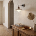 Travertine Shade Gold Arm Wall Light