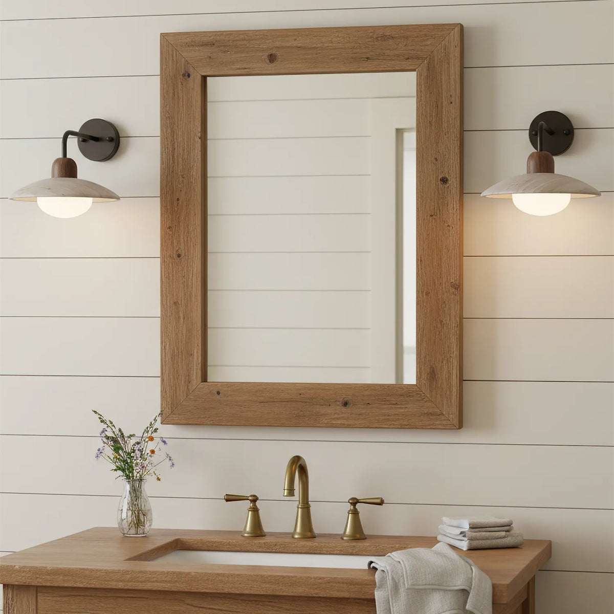 Travertine Shade Gold Arm Wall Light