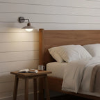 Travertine Shade Gold Arm Wall Light