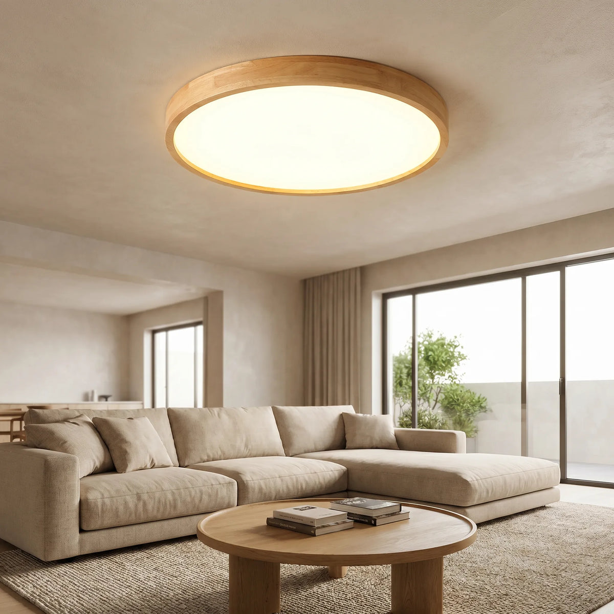 Ultra-Slim Solid Wood Ceiling Light
