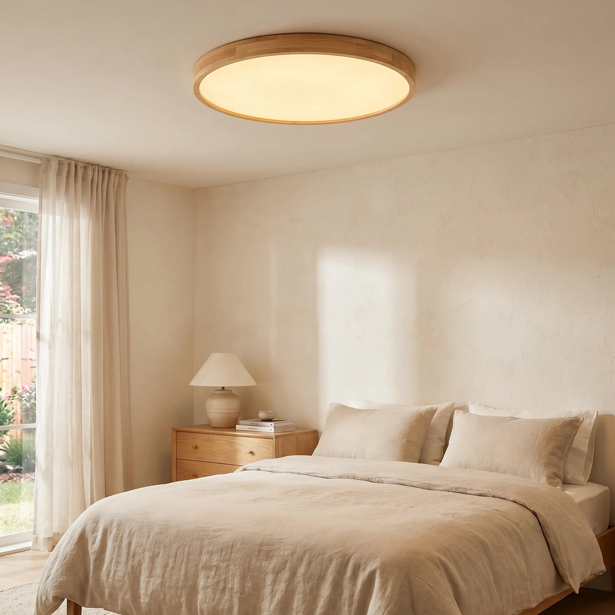 Ultra-Slim Solid Wood Ceiling Light