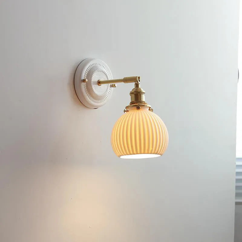 Vintage Ceramic Brass Wall Light