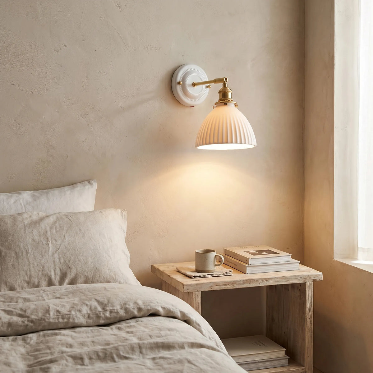 Vintage Ceramic Brass Wall Light