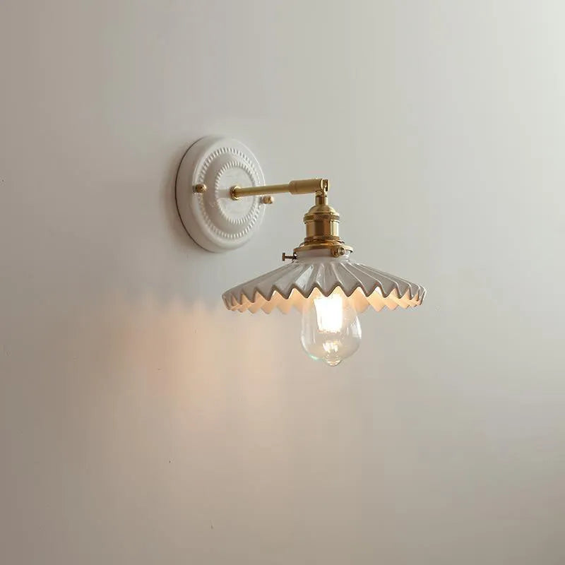 Vintage Ceramic Brass Wall Light