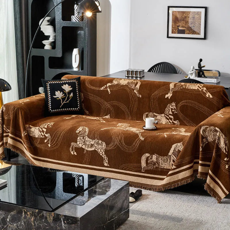 Vintage Horse Pattern Sofa Cover
