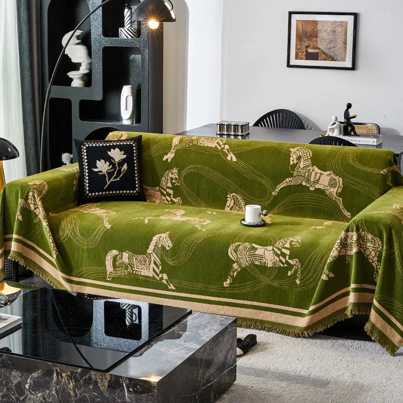 Vintage Horse Pattern Sofa Cover