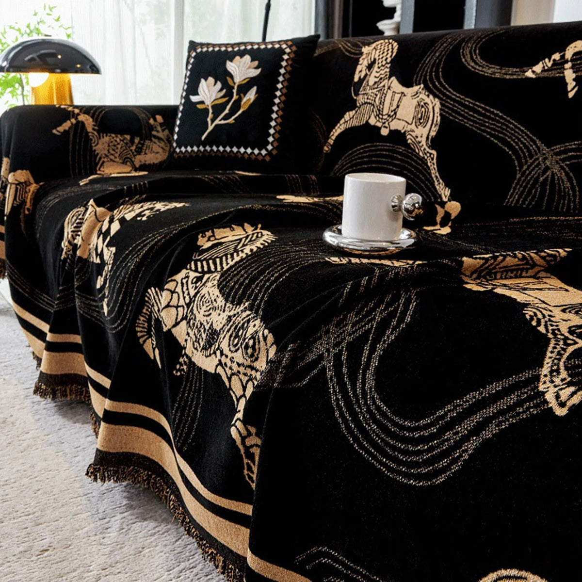 Vintage Horse Pattern Sofa Cover