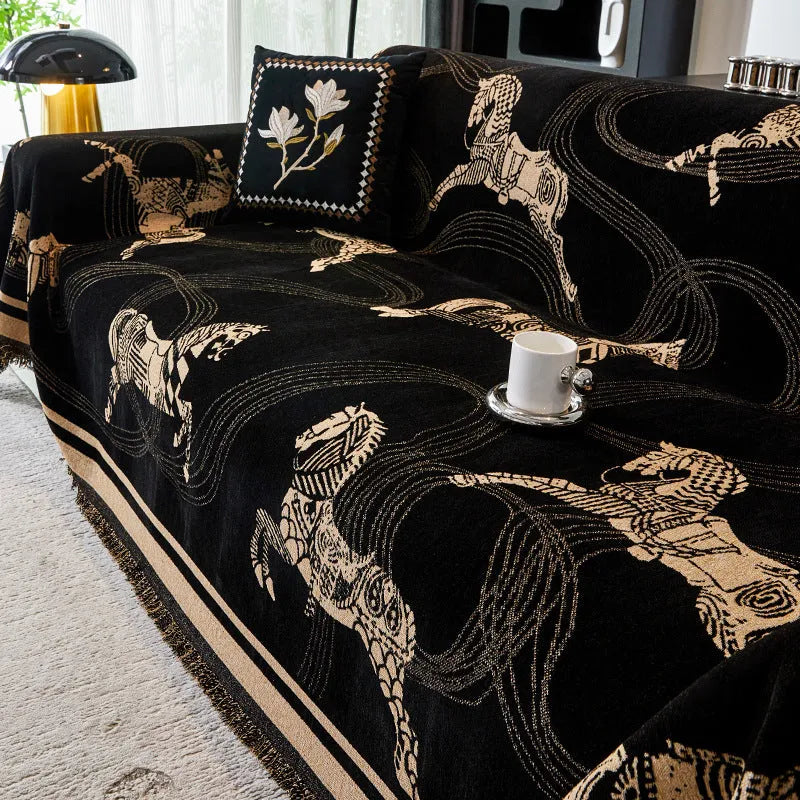 Vintage Horse Pattern Sofa Cover