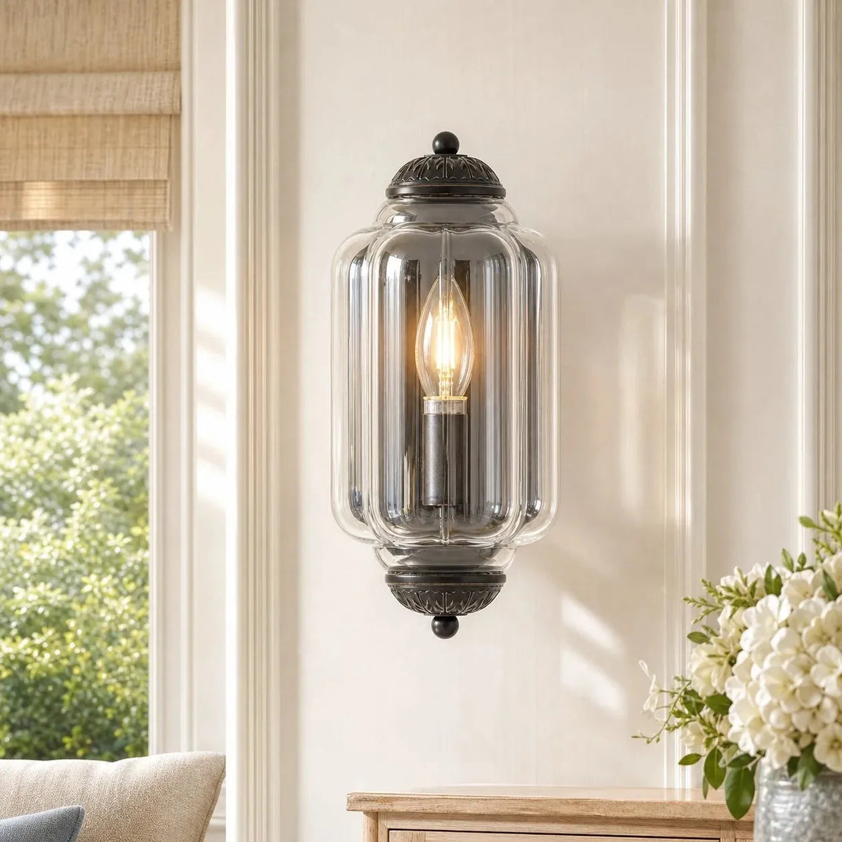 Vintage Milk Glass Flush Wall Light