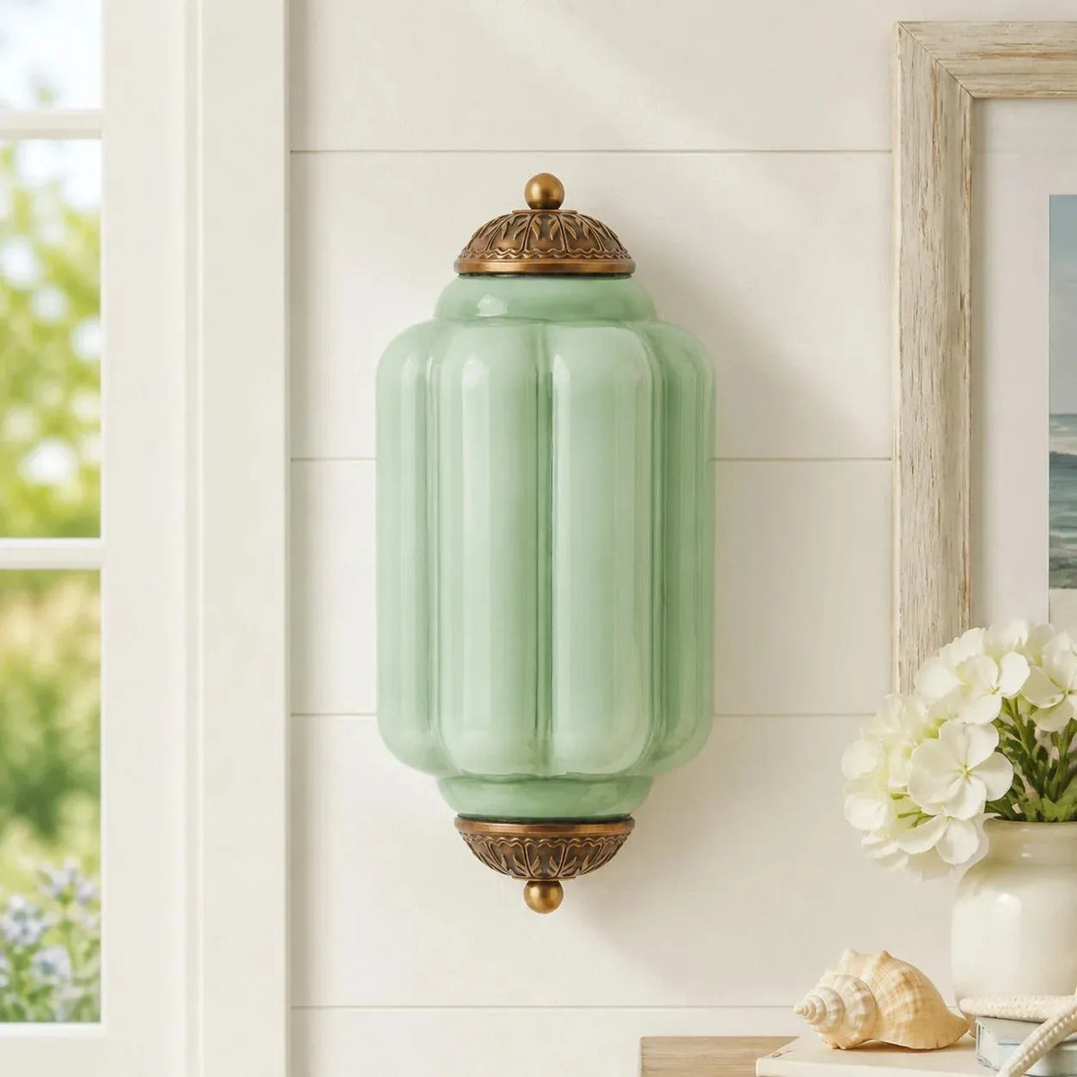 Vintage Milk Glass Flush Wall Light