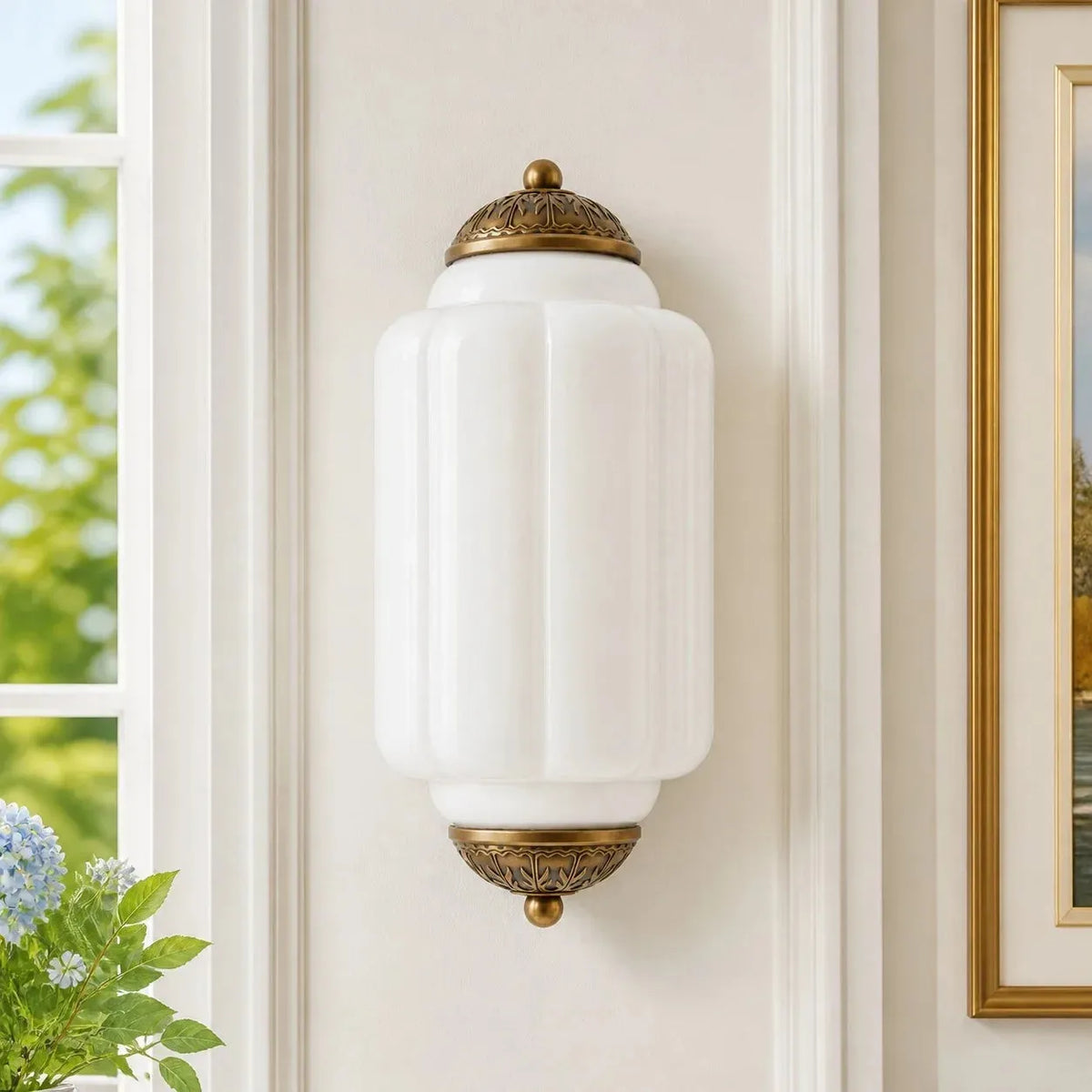 Vintage Milk Glass Flush Wall Light