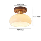 Walnut and Copper Glass Ceiling Light