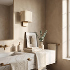 Walnut Base Fabric Wall Light