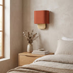 Walnut Base Fabric Wall Light