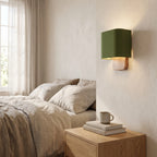 Walnut Base Fabric Wall Light